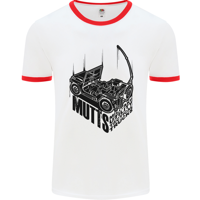 MUTTS Military Utility Tactical Trucks 4x4 Mens White Ringer T-Shirt White/Red