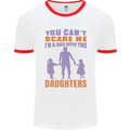 Dad With Two Daughters Funny Fathers Day Mens Ringer T-Shirt White/Red