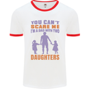 Dad With Two Daughters Funny Fathers Day Mens Ringer T-Shirt White/Red