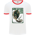 Save Nature Environment Climate Change Life Mens White Ringer T-Shirt White/Red