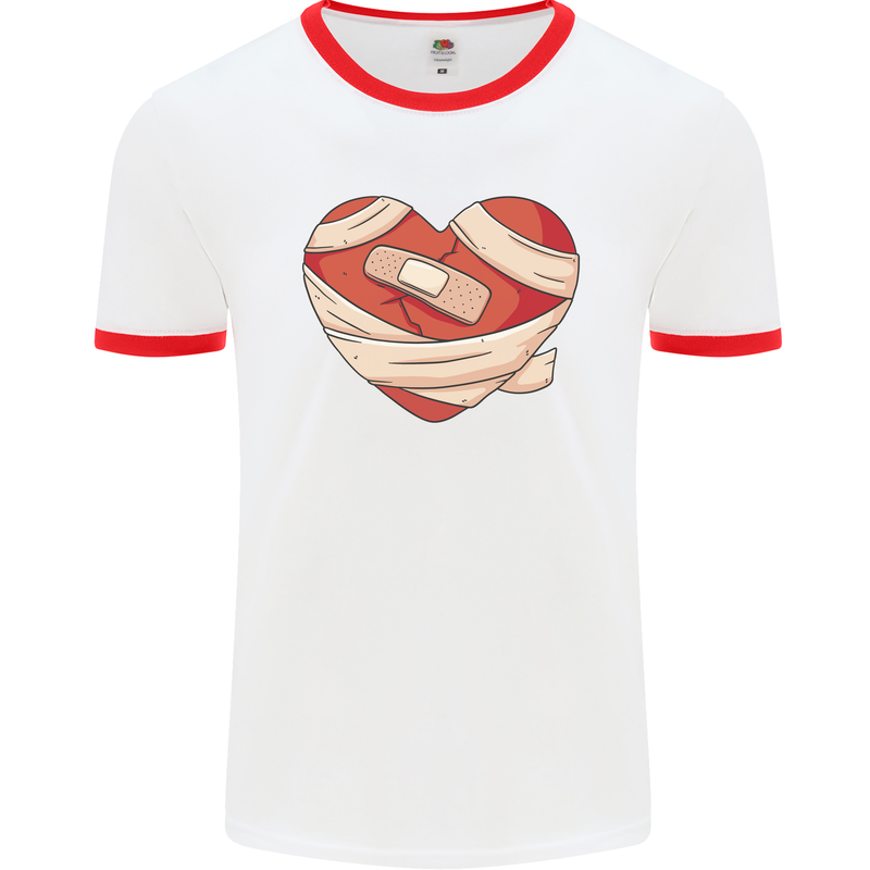 A Broken Heart Anti Valentines Day Single Mens Ringer T-Shirt White/Red
