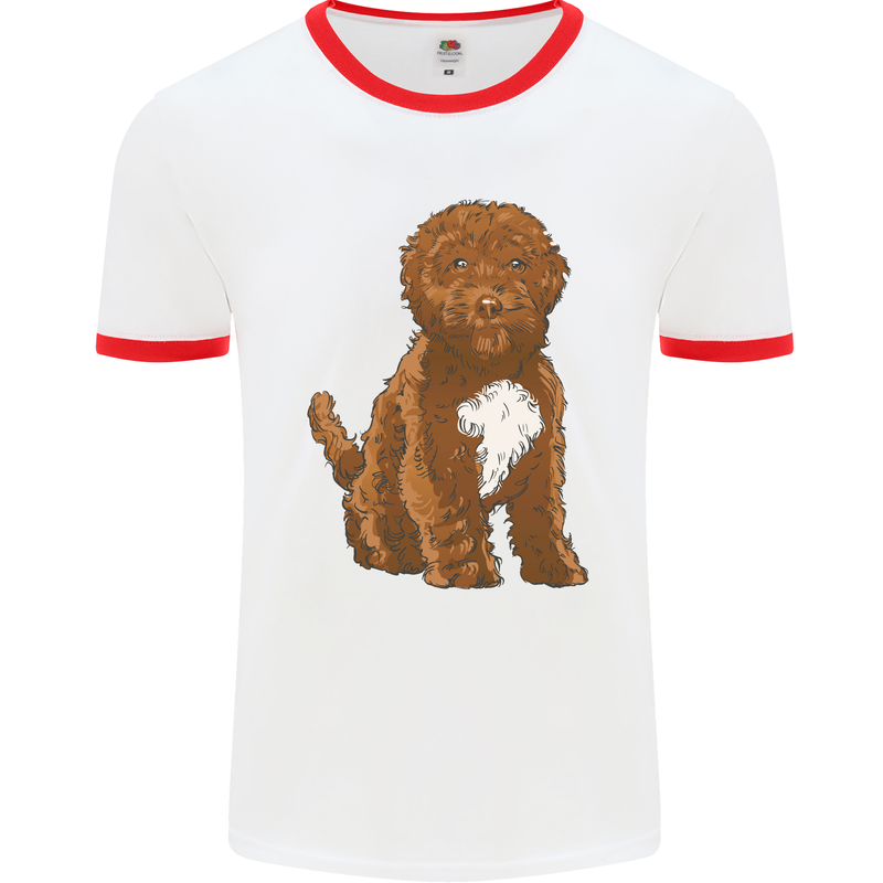 Cockapoo Dog Mens Ringer T-Shirt White/Red