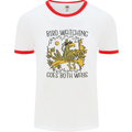 Bird Watching Goes Both Ways Funny Mens Ringer T-Shirt White/Red