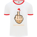 Bah Humbug Finger Flip Funny Christmas Rude Mens White Ringer T-Shirt White/Red