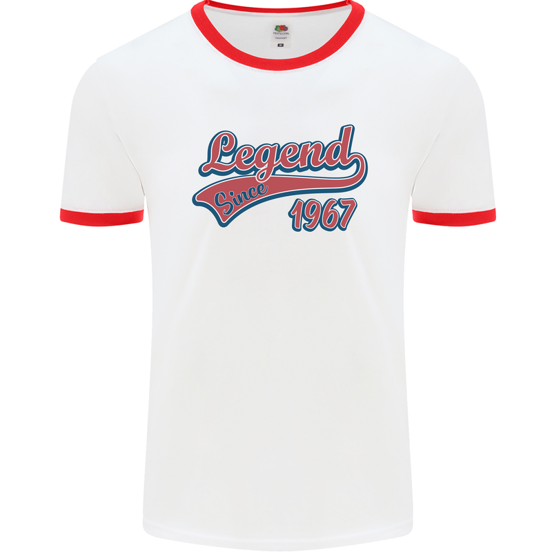 Legend Since 56th Birthday 1967 Mens Ringer T-Shirt White/Red