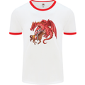 St. George Killing a Dragon Mens White Ringer T-Shirt White/Red