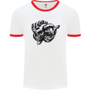 Turbo Skull Car Enthusiast Engine Drifting Mens White Ringer T-Shirt White/Red