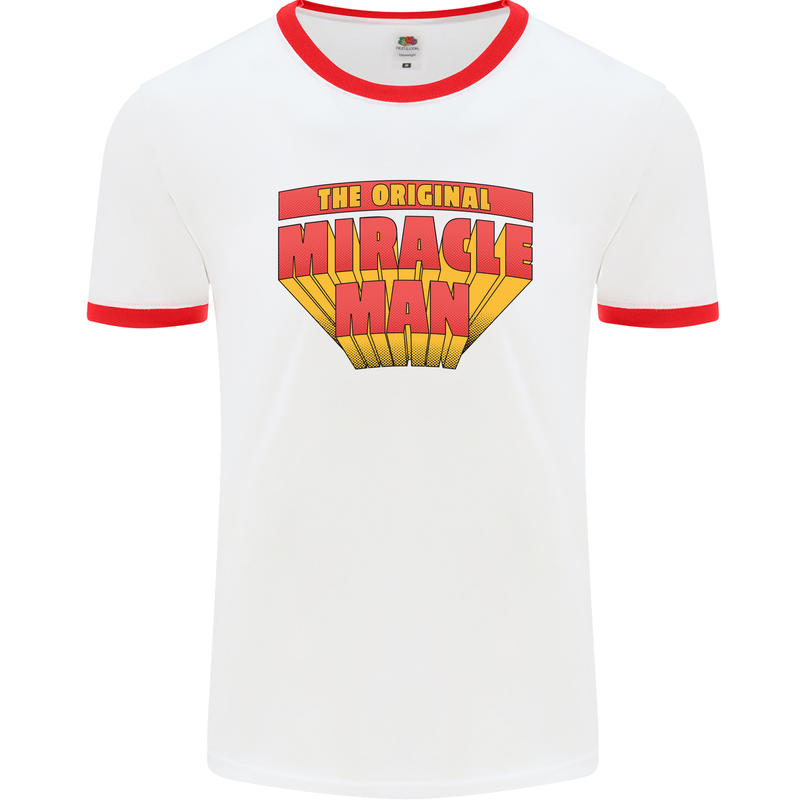 Father's Day The Original Miracle Man Mens White Ringer T-Shirt White/Red