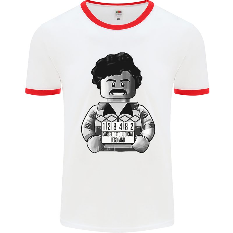 Pablo Escobar Mens White Ringer T-Shirt White/Red
