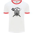 BBQ Grill Sergeant Chef Cook Food Funny Mens White Ringer T-Shirt White/Red