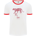 Chinese Zodiac Shengxiao Year of the Tiger Mens White Ringer T-Shirt White/Red