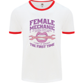 Funny Female Mechanic Mens White Ringer T-Shirt White/Red