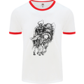 Odin the Viking on Horseback Valhalla Gods Mens White Ringer T-Shirt White/Red