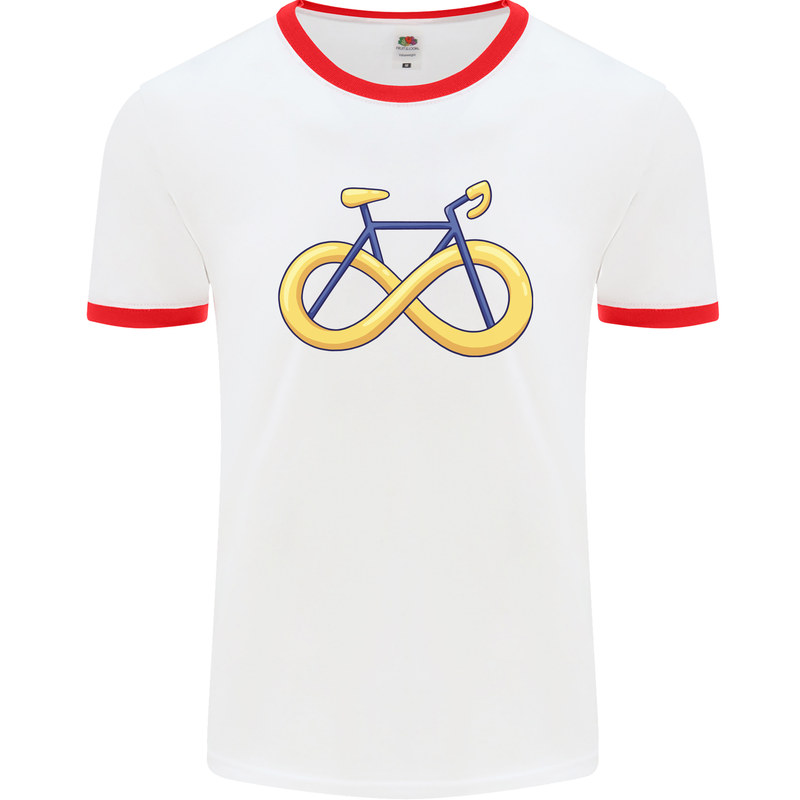 Infinity Bicycle Mens White Ringer T-Shirt White/Red