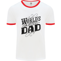 Worlds Okayest Dad Funny Fathers Day Mens White Ringer T-Shirt White/Red