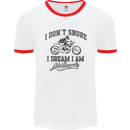 I Don't Snore Motorbike Biker Motorcycle Mens White Ringer T-Shirt White/Red