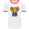 LGBT Elephant Gay Pride Day Awareness Mens White Ringer T-Shirt White/Red