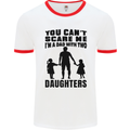 Dad With Two Daughters Funny Fathers Day Mens White Ringer T-Shirt White/Red