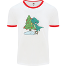 Funny T-Rex Christmas Tree Dinosaur Mens White Ringer T-Shirt White/Red