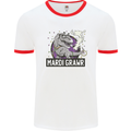 Funny T-Rex Mardi Gras Grawr Dinosaur Mens White Ringer T-Shirt White/Red