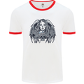 Heaven & Hell Angel Skull Day of the Dead Mens White Ringer T-Shirt White/Red