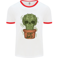 Cactus Skull Gardening Gardener Plants Mens White Ringer T-Shirt White/Red