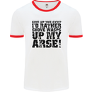 Give up the Gym? Funny Training Top Fitness Mens White Ringer T-Shirt White/Red