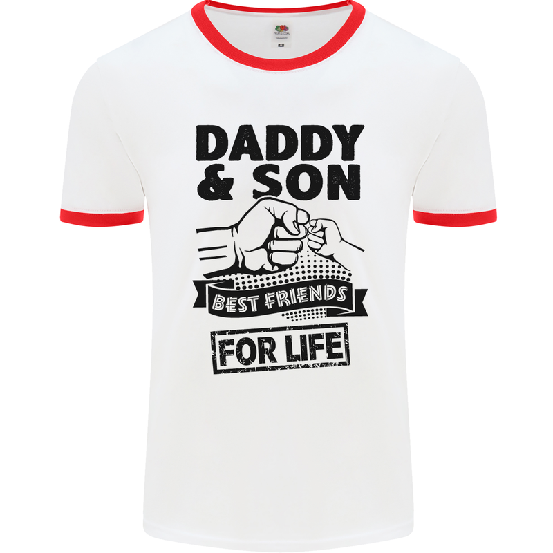 Daddy & Son Best Friends Father's Day Mens White Ringer T-Shirt White/Red