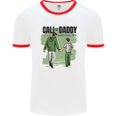 Call of Daddy Funny Parody Father's Day Dad Mens White Ringer T-Shirt White/Red