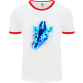 A Giraffe Watercolour Mens White Ringer T-Shirt White/Red