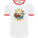 Funny Chickens Merry Cluckmas Mens White Ringer T-Shirt White/Red