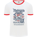 Motorcycle Legend Biker Motorcycle Chopper Mens White Ringer T-Shirt White/Red