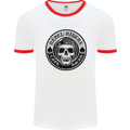 Rebel Cafe Racer Biker Motorbike Motorcycle Mens White Ringer T-Shirt White/Red