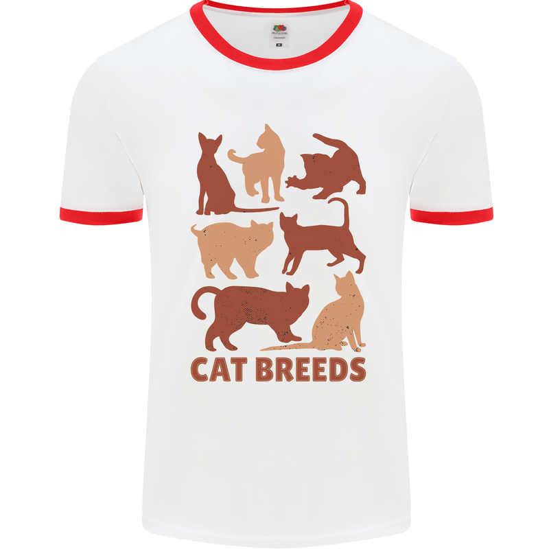 Cat Breeds Mens White Ringer T-Shirt White/Red