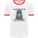 Weekend Funny Beer Cider Wine Alcohol Gin Mens White Ringer T-Shirt White/Red