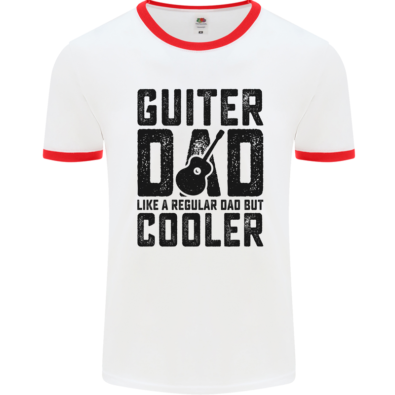 Fathers Day Guitar Dad Like a Normal Dad Mens Ringer T-Shirt White/Red