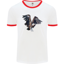 A Vulture Illustration Birds of Prey Mens Ringer T-Shirt White/Red