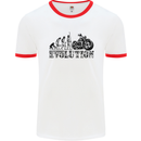 Evolution of Motorcycle Motorbike Biker Mens White Ringer T-Shirt White/Red