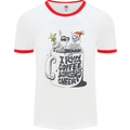 I Run On Coffee and Christmas Cheer Skull Mens White Ringer T-Shirt White/Red