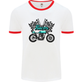 Cafe Racer Biker Motorcycle Motorbike Mens White Ringer T-Shirt White/Red