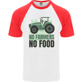 Tractor No Farmers No Food Farming Mens S/S Baseball T-Shirt White/Red