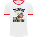 BBQ Weekend Forecast BBQing Alcohol Beer Mens White Ringer T-Shirt White/Red