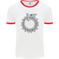 Dragon Symbol Fantasy Chinese Japanese Mens White Ringer T-Shirt White/Red