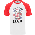 British Beer It's in My DNA Union Jack Flag Mens S/S Baseball T-Shirt White/Red
