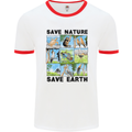 Save Nature Save Earth Ecology Environment Mens White Ringer T-Shirt White/Red