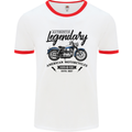 Legendary Motorcycles Biker Cafe Racer Mens White Ringer T-Shirt White/Red