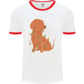 A Funny Christmas Tree Dachshund Mens White Ringer T-Shirt White/Red