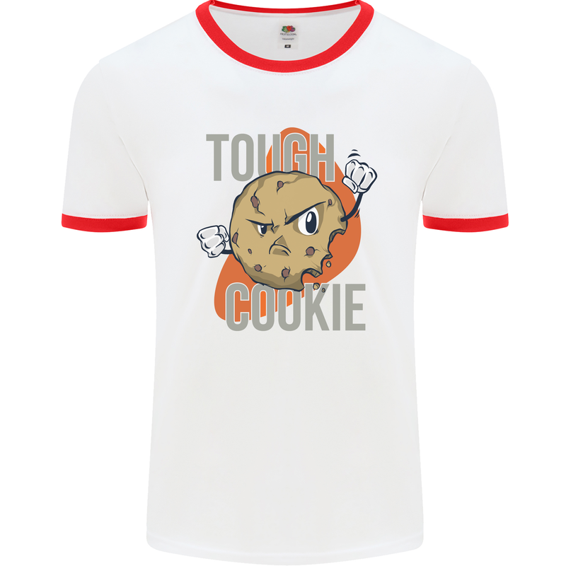 A Tough Cookie Funny MMA Mixed Martial Arts Mens Ringer T-Shirt White/Red