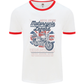 Motorcycle Legend Biker Union Jack British Mens White Ringer T-Shirt White/Red