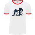 Laurel & Hardy AKA Dick and Doof Mens White Ringer T-Shirt White/Red